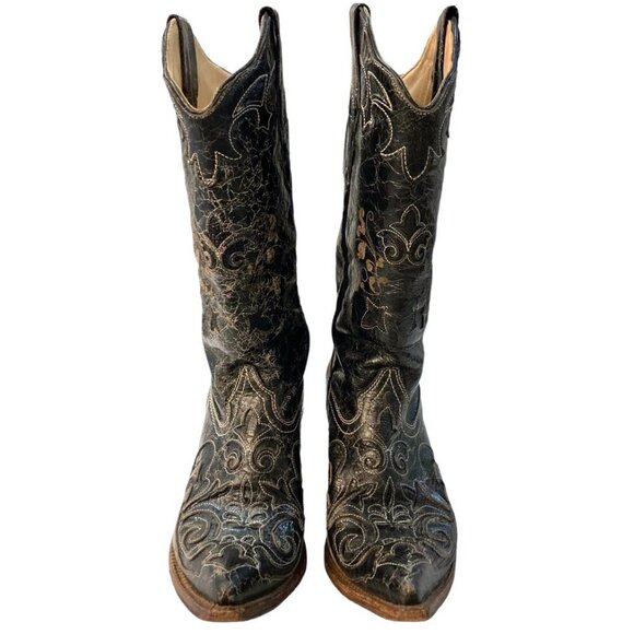 CORRAL Embroidered Goat Leather Lizard Inlay Western Boots - Picture 3 of 15